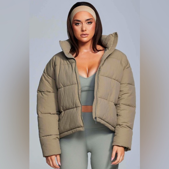 NWOT MESHKI Light Taupe Nylon Puffer Jacket - Picture 3 of 14